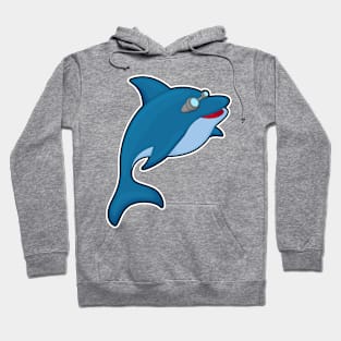 Dolphin at Swimming with Swimming goggles Hoodie